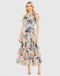 Women's Dress Floral - Blue Lace Ruffle