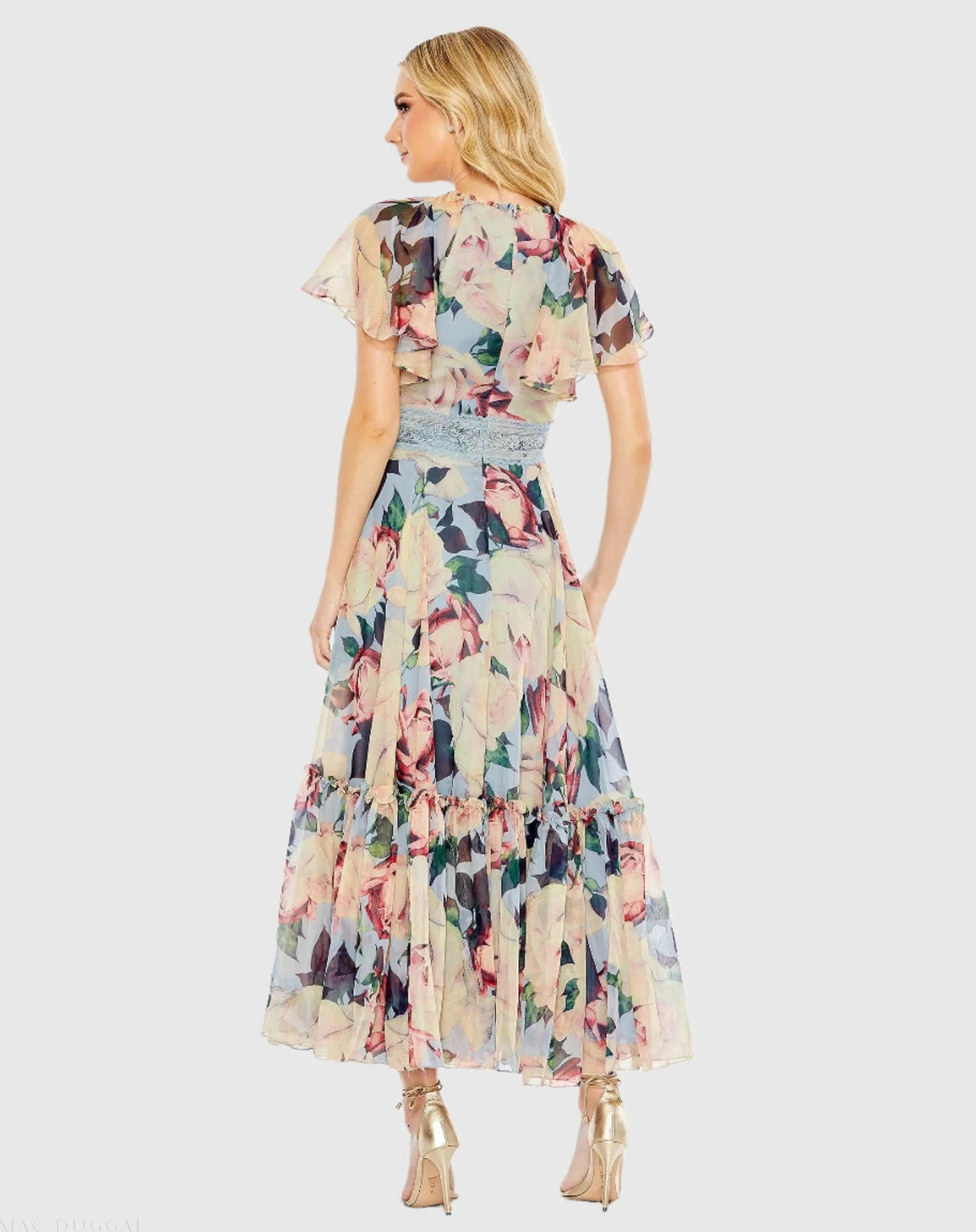Women's Dress Floral - Blue Lace Ruffle