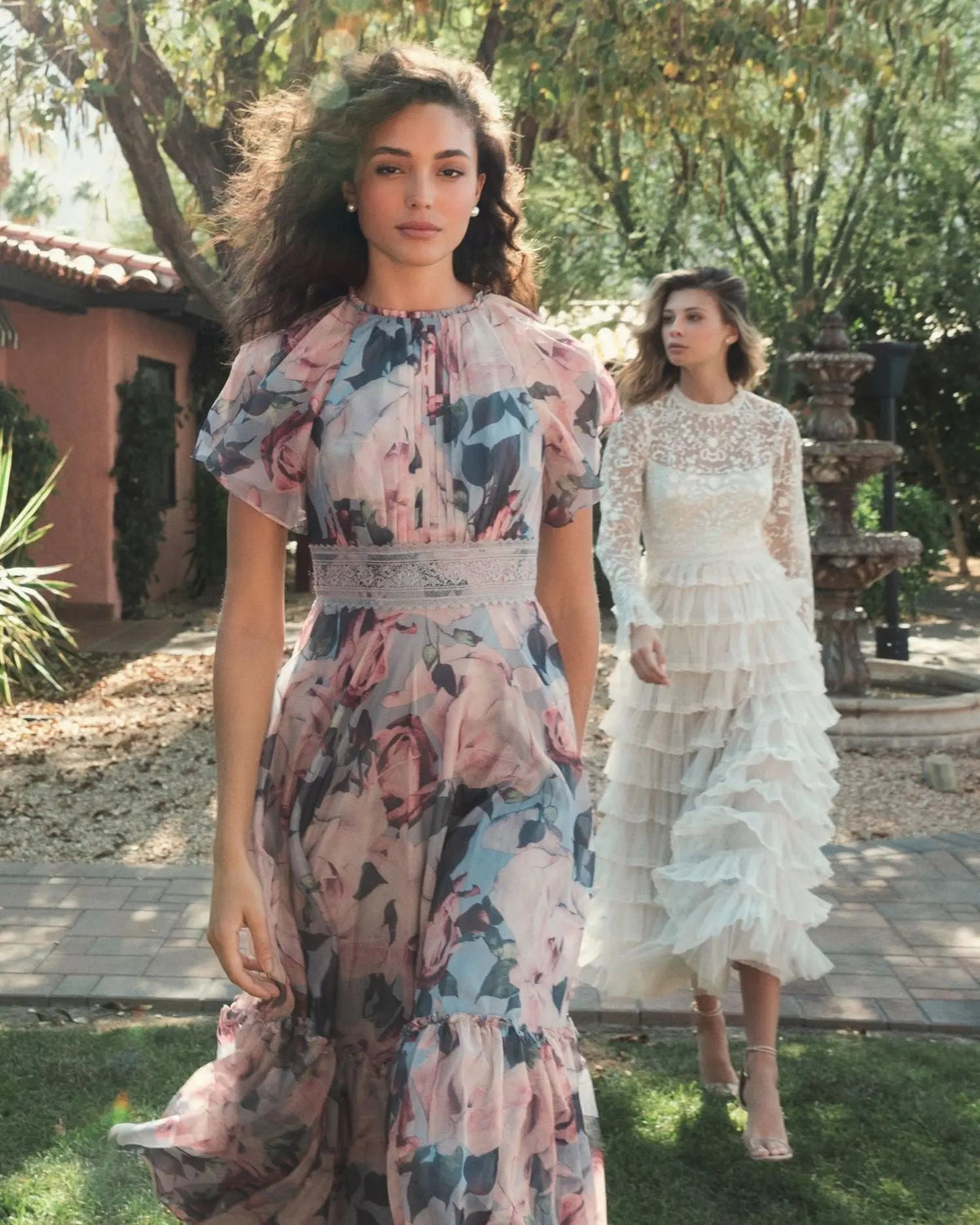 Women's Dress Floral - Blue Lace Ruffle