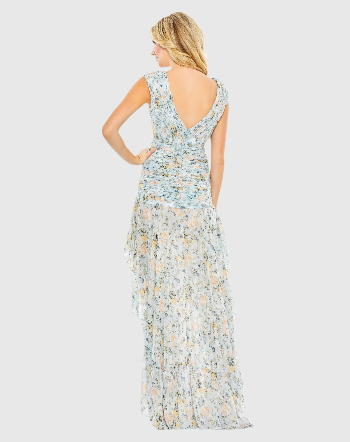 Women's Blue Dress Floral Ruched