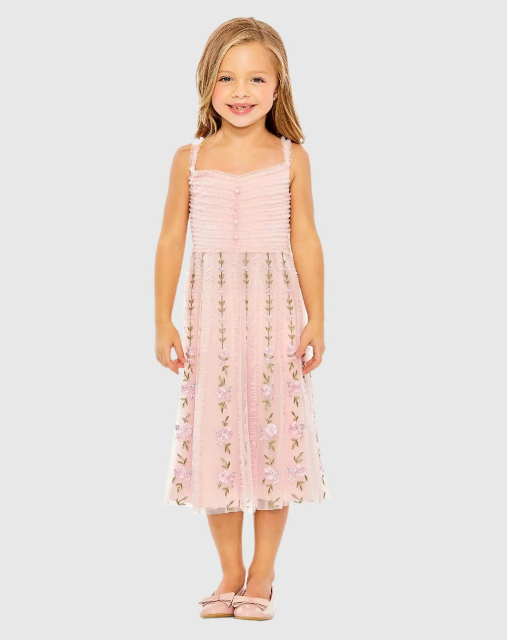 Women's Pink Mini Dress Floral - Pink Ruffle Mesh