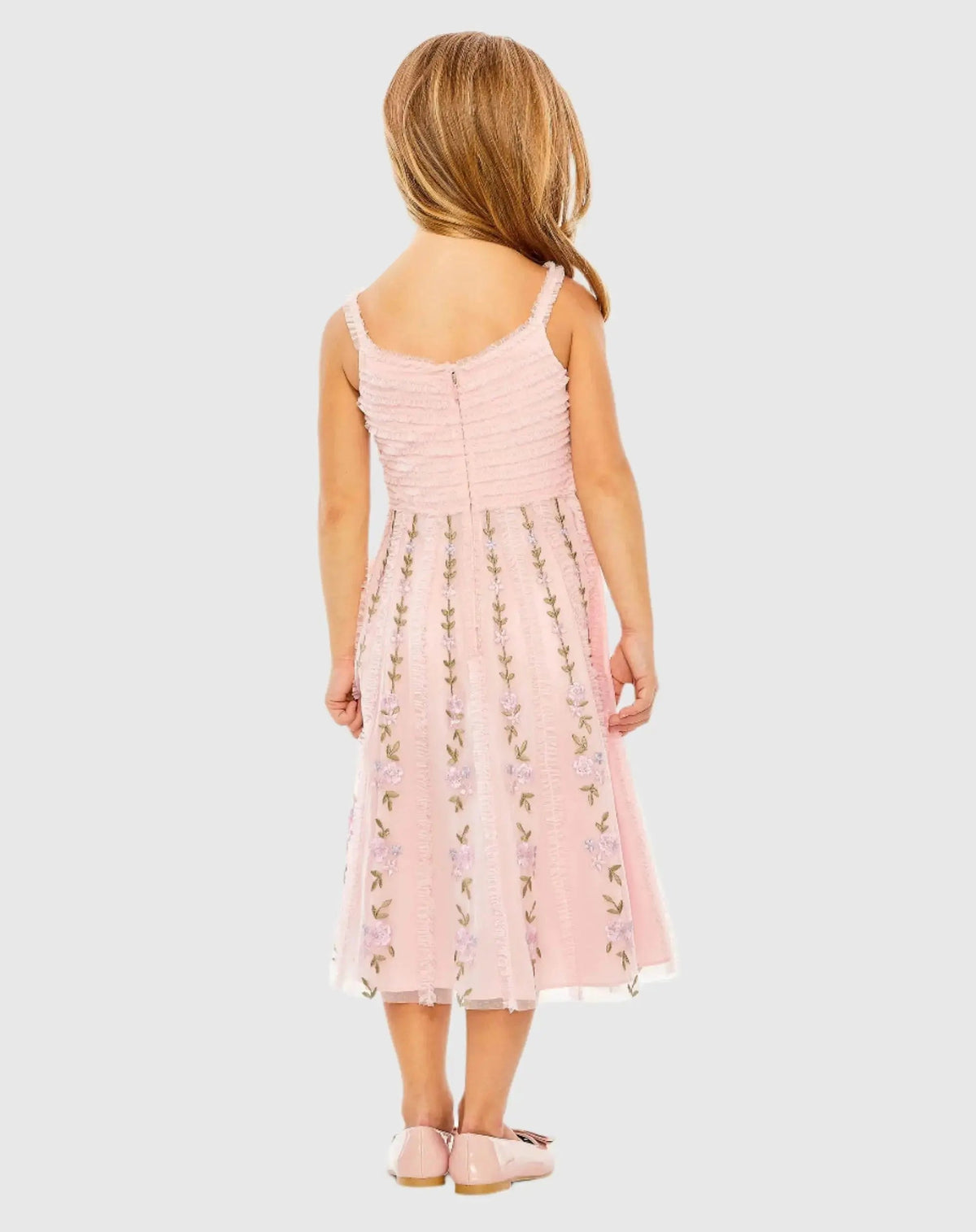 Women's Pink Mini Dress Floral - Pink Ruffle Mesh