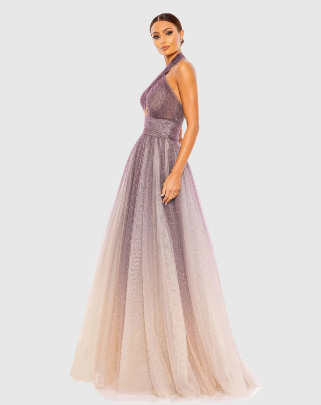 Women's Dress Halter - Cutout Pleated