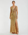 Women's Dress Floral Sleeveless - Gold Sequin Mesh