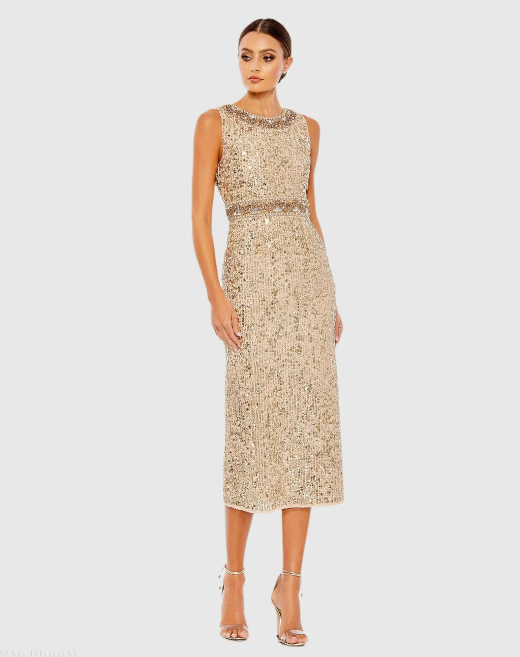 Women's Midi Dress Sleeveless - Sequin Mesh