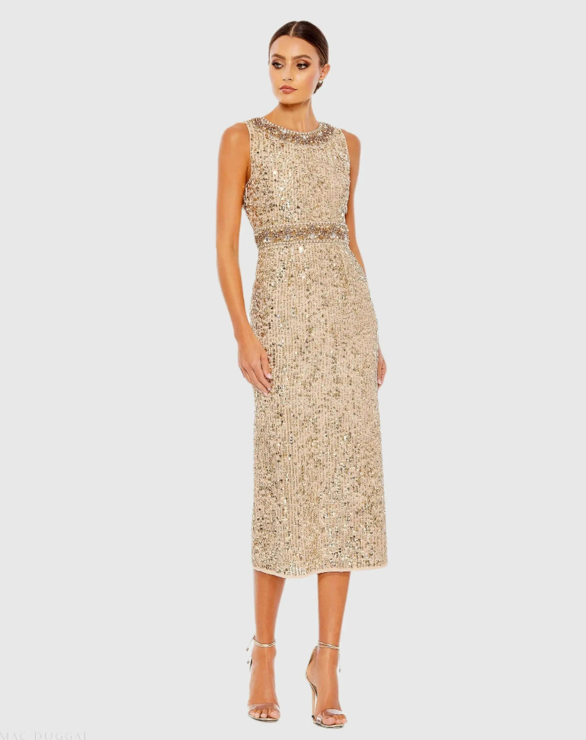 Women's Midi Dress Sleeveless - Sequin Mesh
