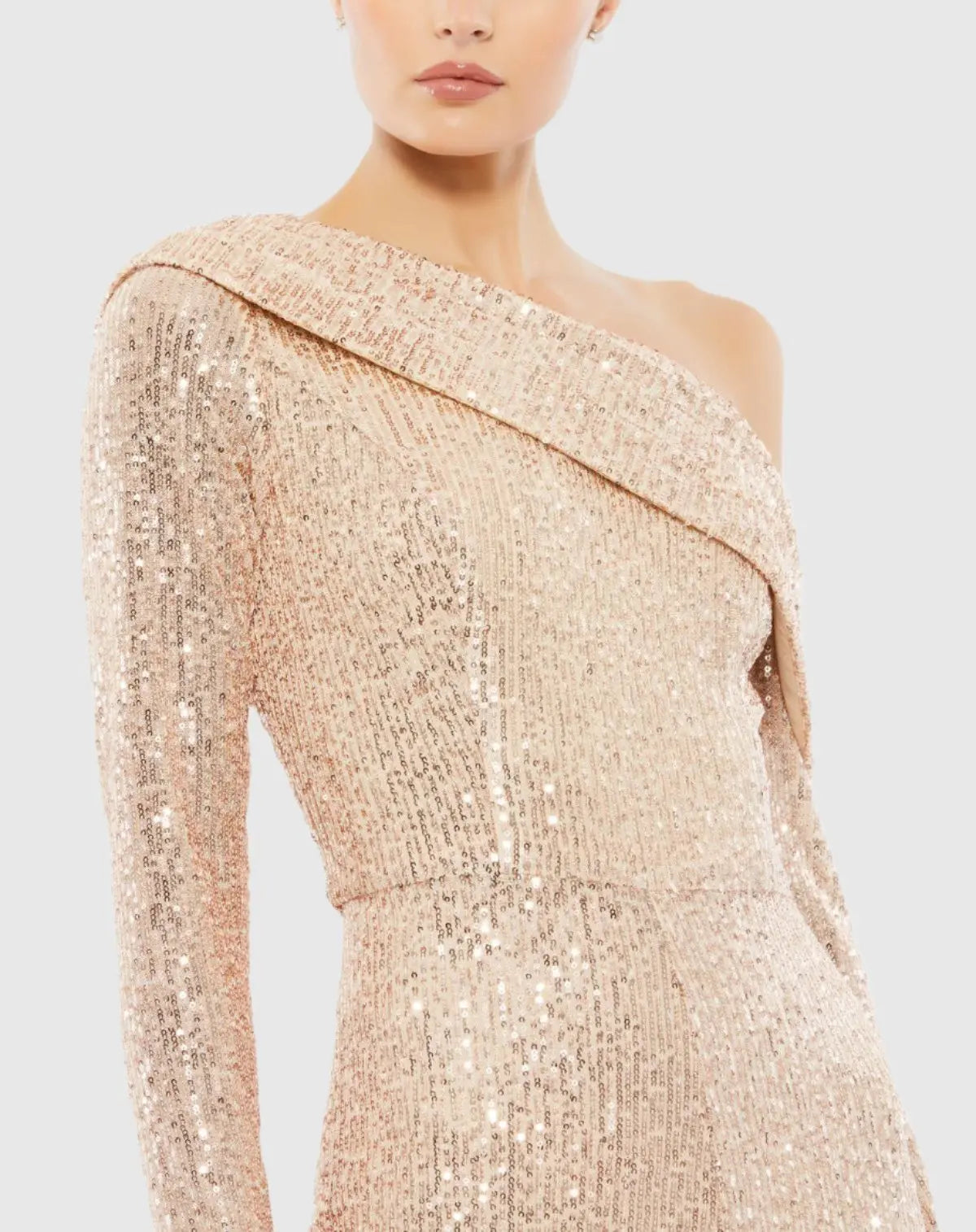 Women's Gold Sequined Drop Shoulder Long Sleeve Jumpsuit