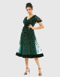 Women's Green Midi Dress Velvet - 67854 Emerald
