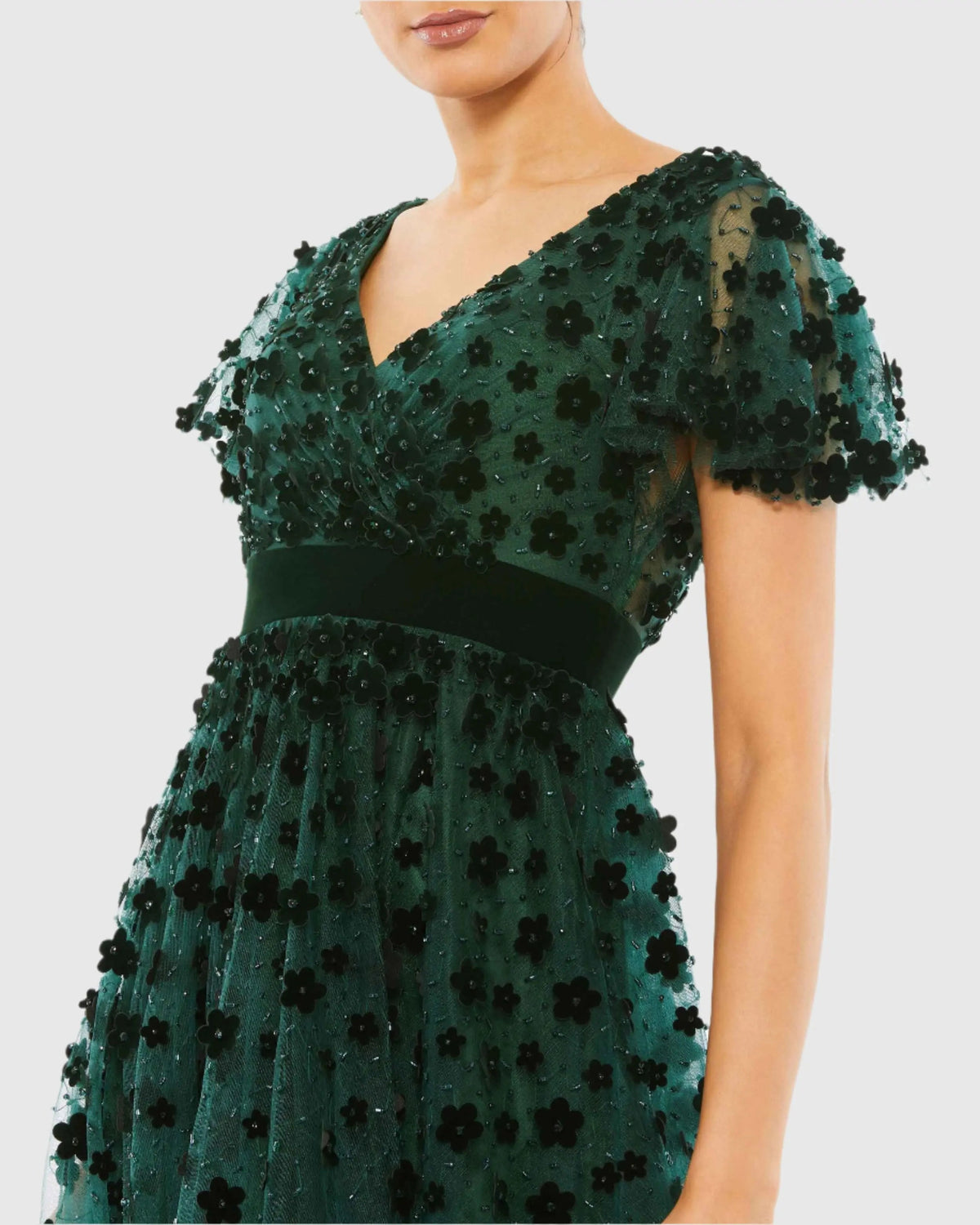 Women's Green Midi Dress Velvet - 67854 Emerald