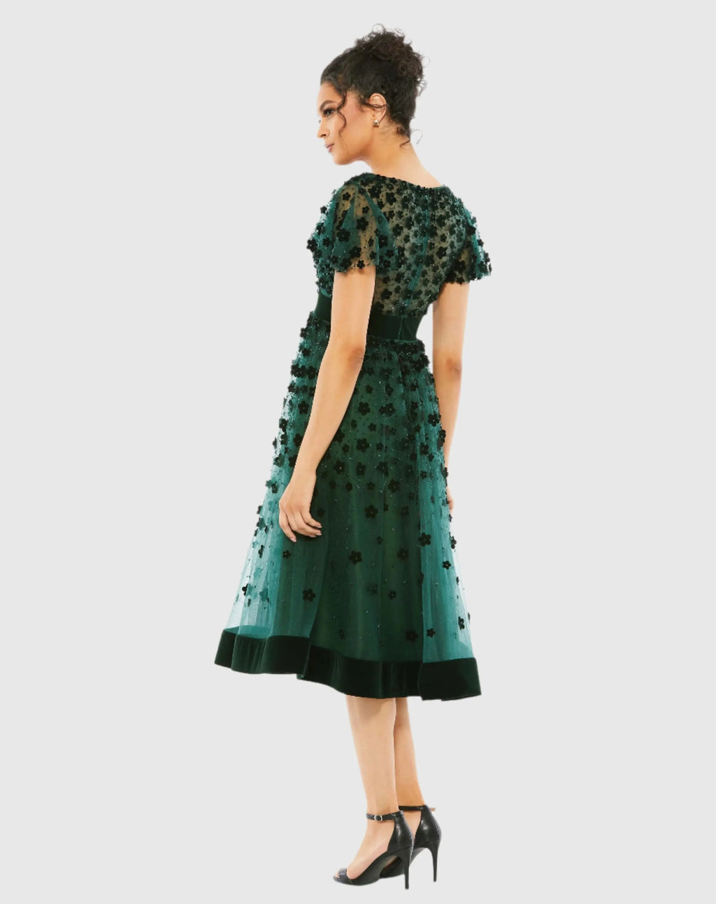 Women's Green Midi Dress Velvet - 67854 Emerald