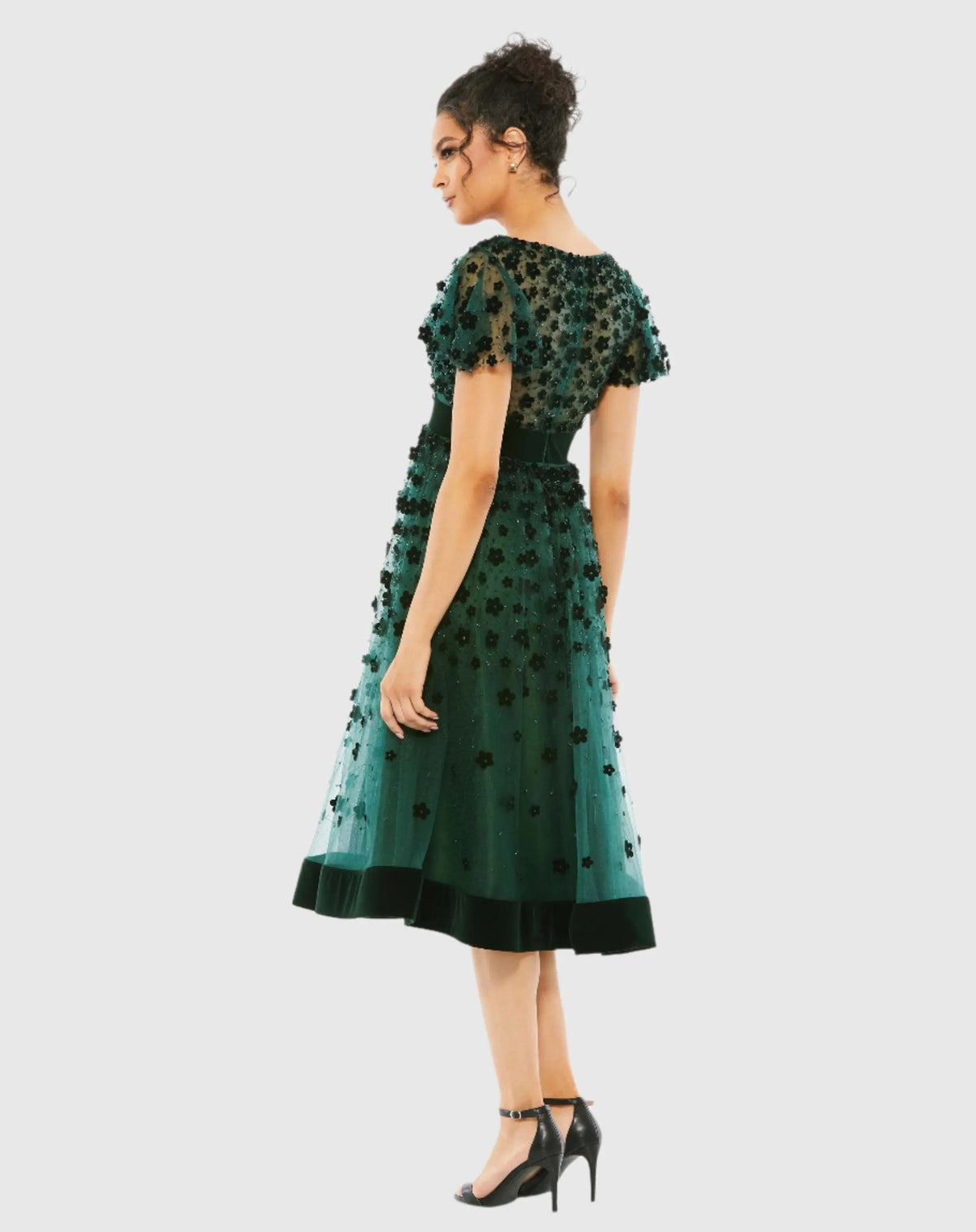 Women's Green Midi Dress Velvet - 67854 Emerald