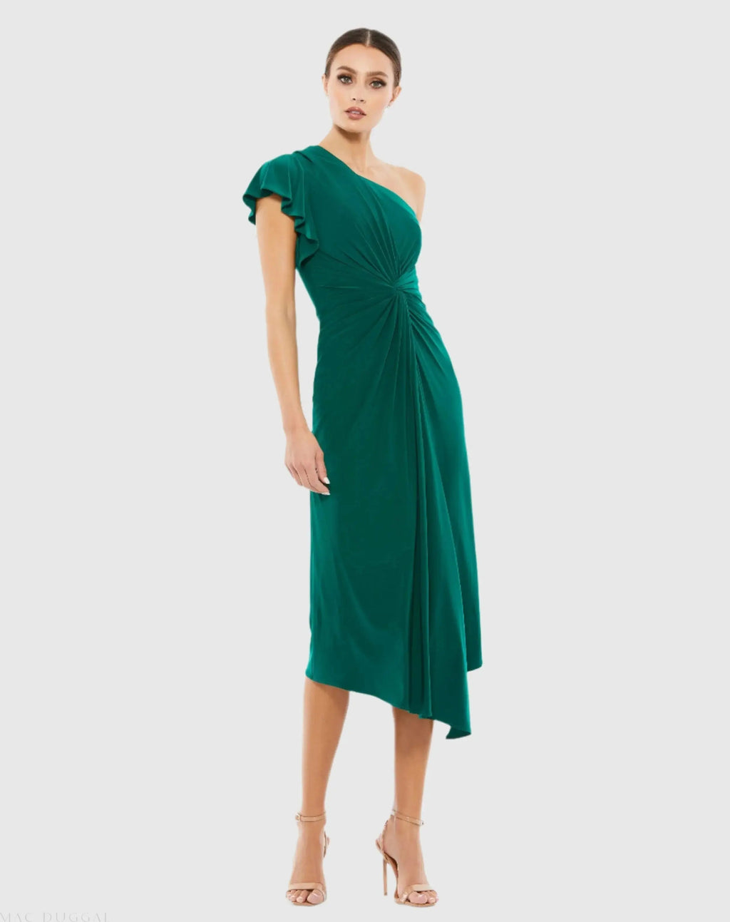 Women's Midi Dress One Shoulder - Ruffle One-Shoulder