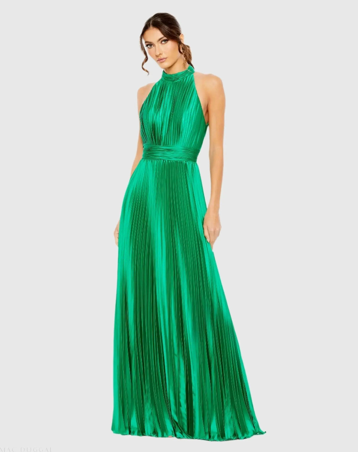Women's Dress Satin Halter - Pleated