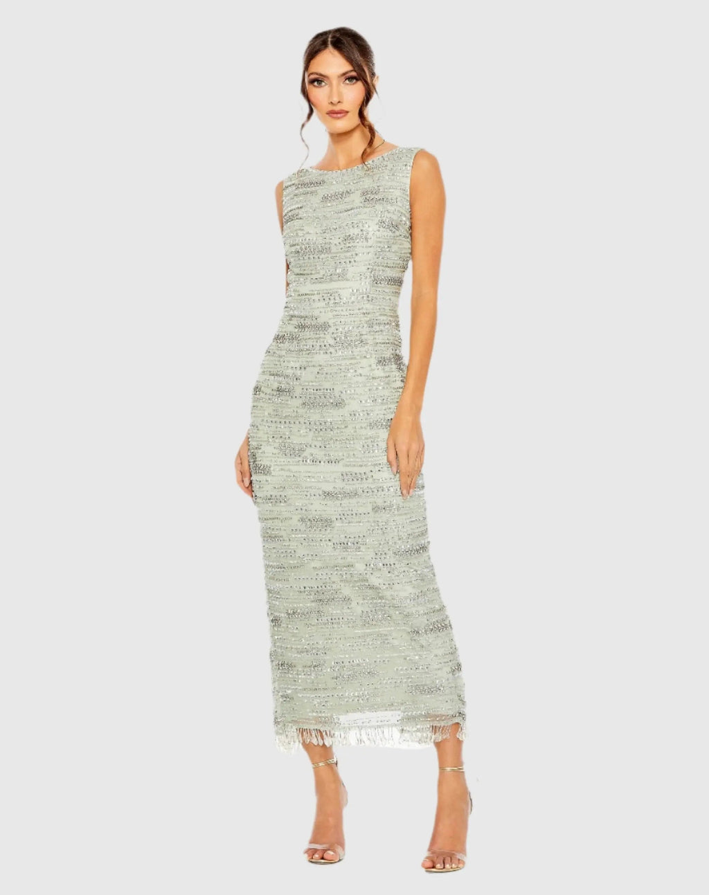 Women's Green Dress Sleeveless - Green Mesh
