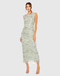 Women's Green Dress Sleeveless - Green Mesh