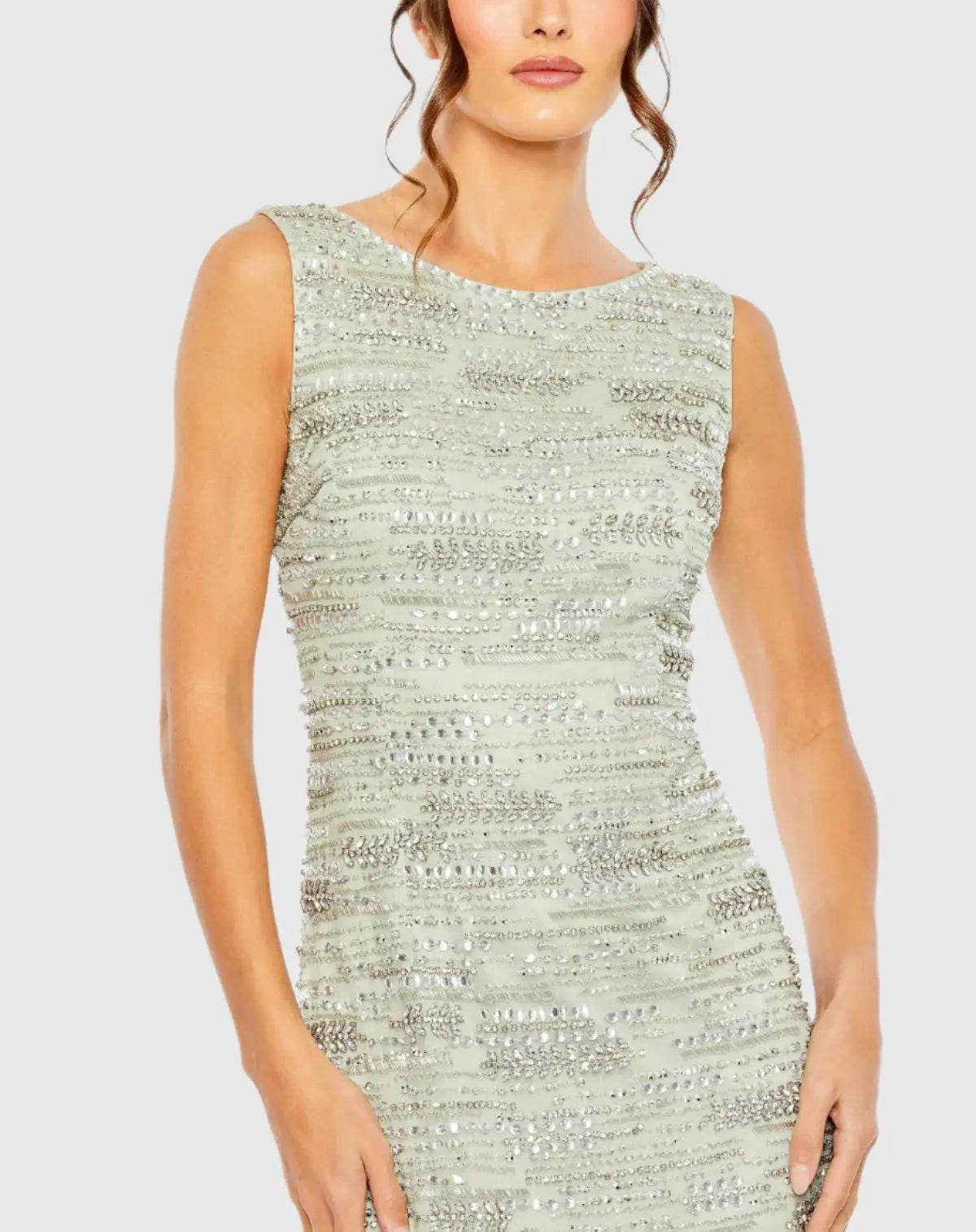 Women's Green Dress Sleeveless - Green Mesh