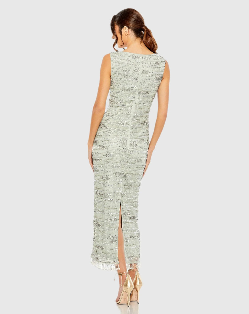Women's Green Dress Sleeveless - Green Mesh