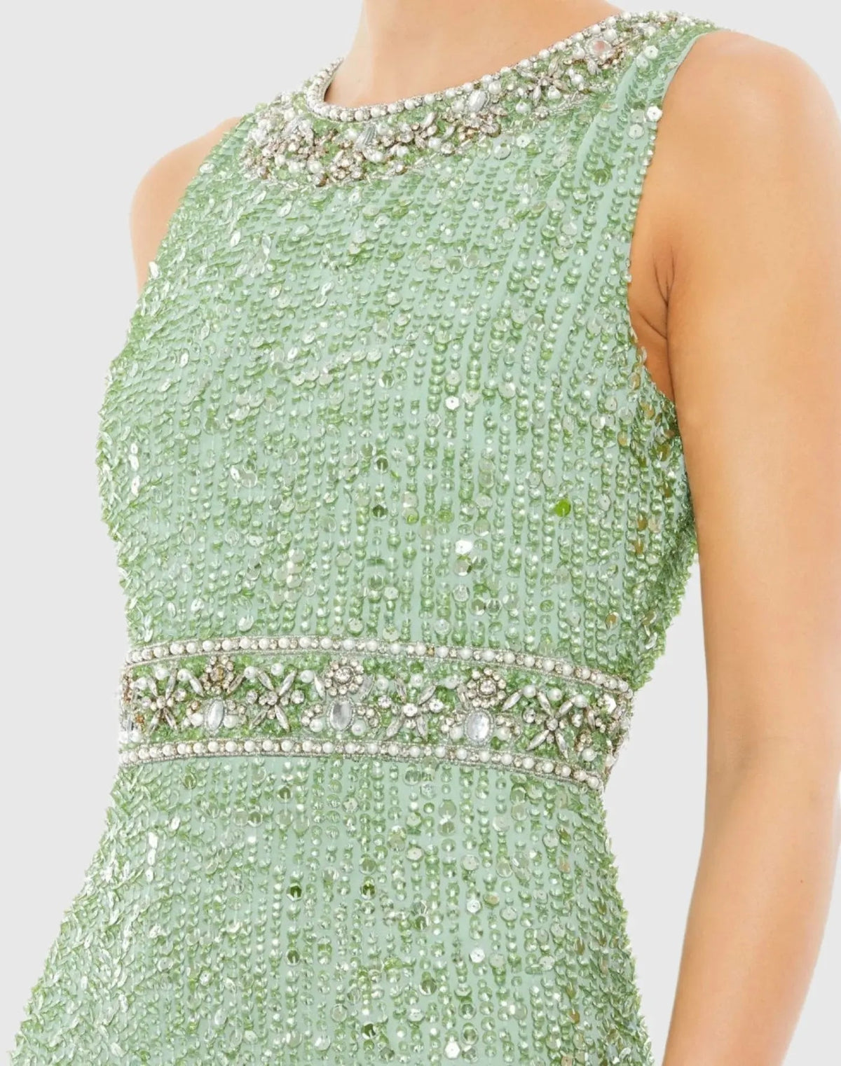 Women's Green Dress Sequin Sleeveless
