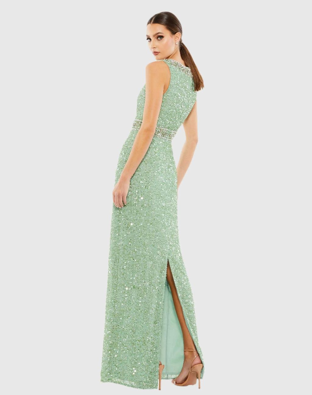 Women's Green Dress Sequin Sleeveless