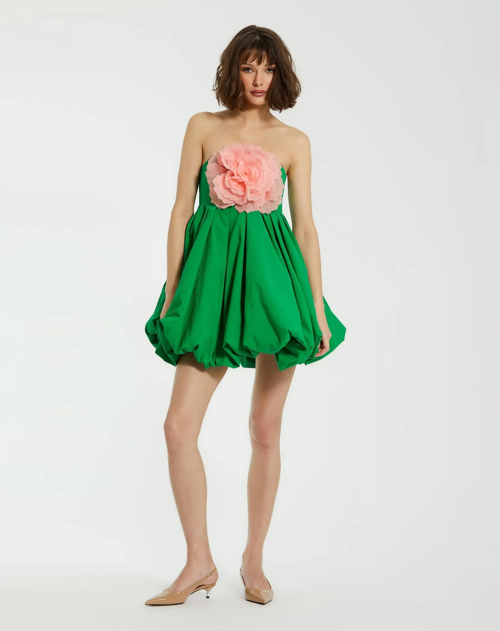 Women's Green Mini Dress Strapless