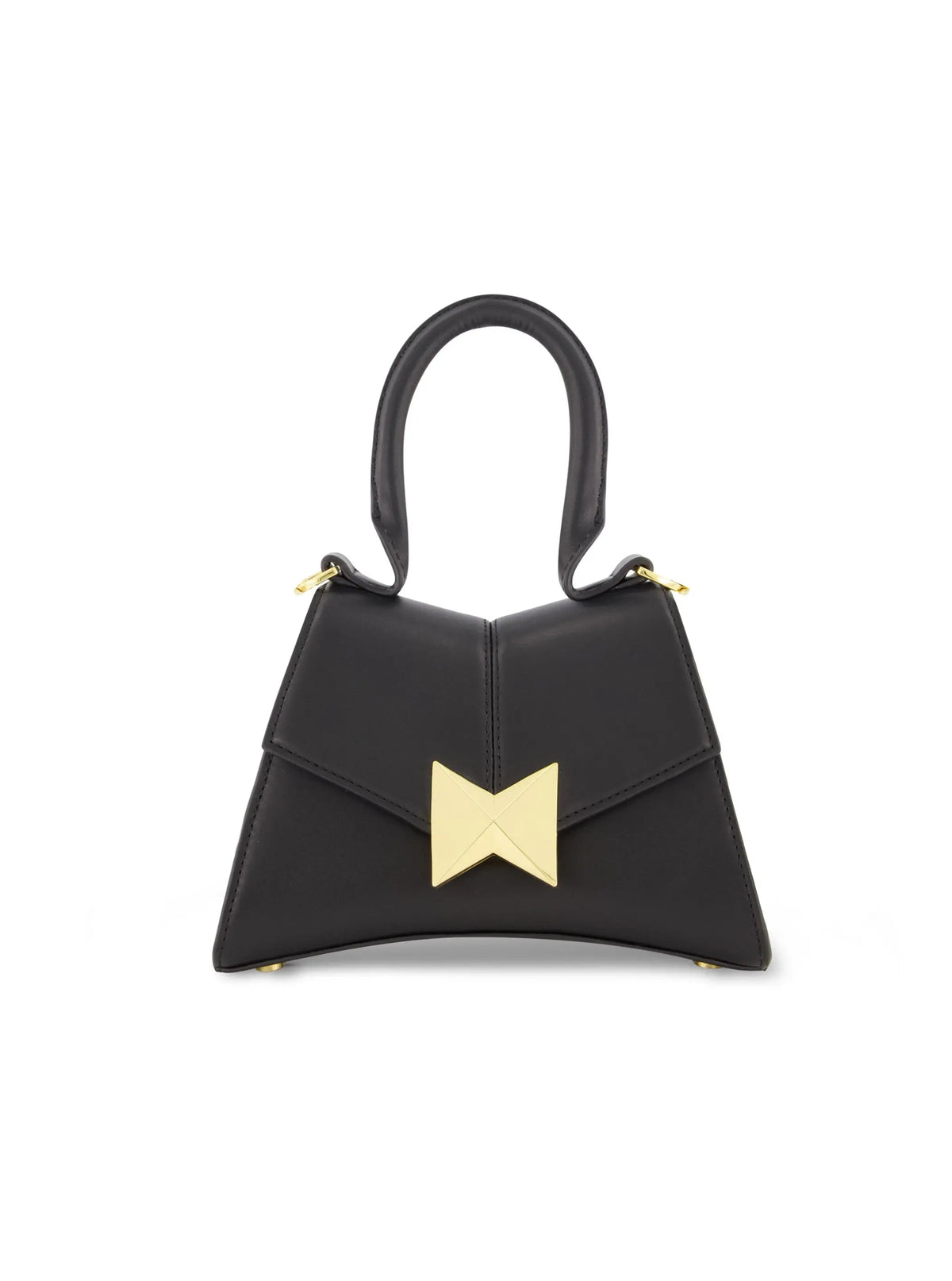 Women's Black Buckled Mini Croco Leather Handbag