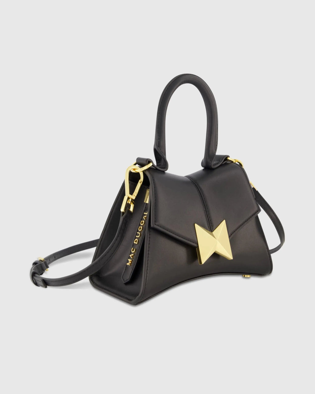 Women's Black Buckled Mini Croco Leather Handbag
