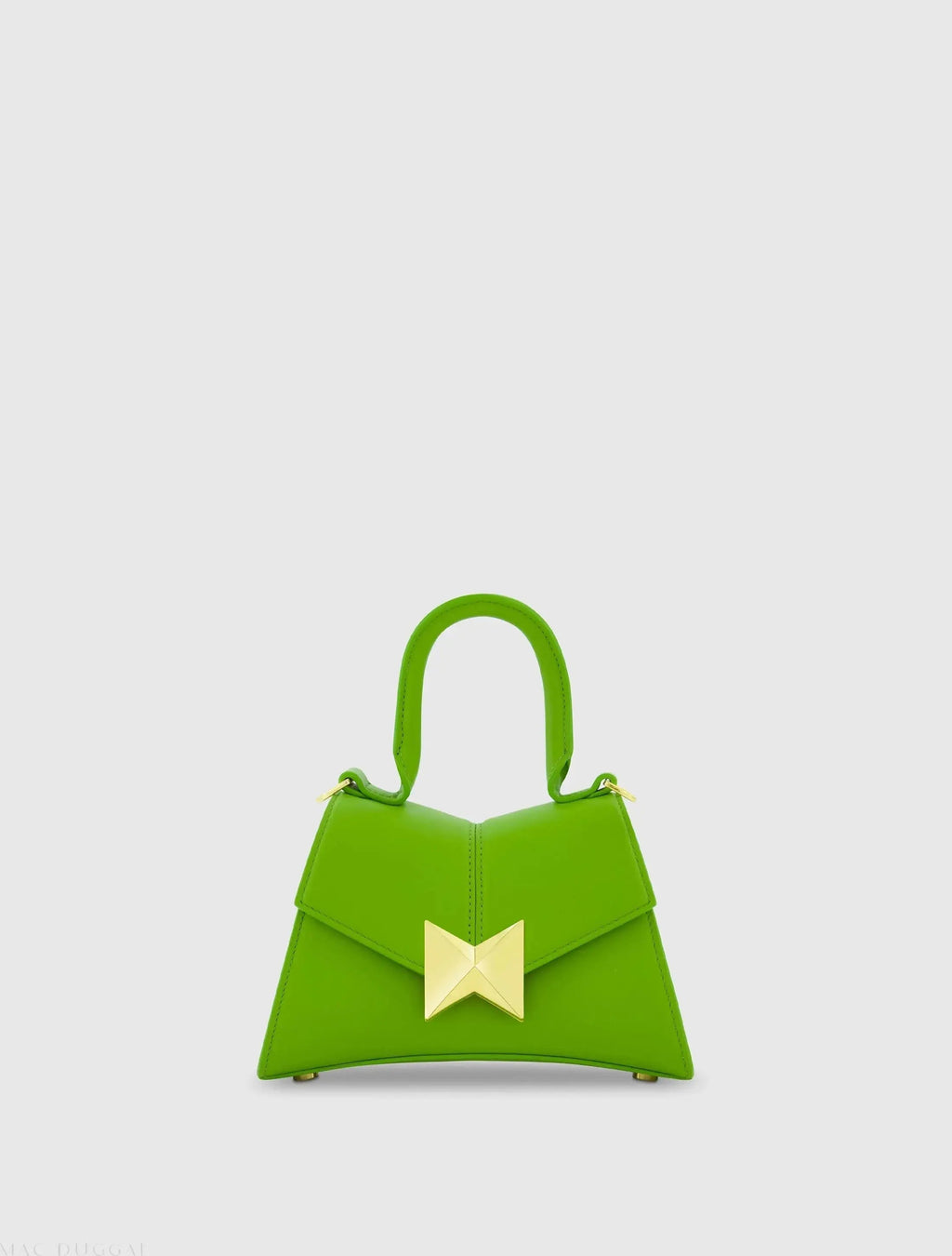 Women's Green Angular Mini Leather Top Handle Bag