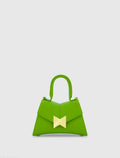 Women's Green Angular Mini Leather Top Handle Bag