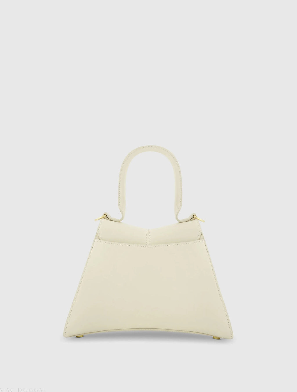 Women's White Angular Small Leather Handbag With Gold Hardware