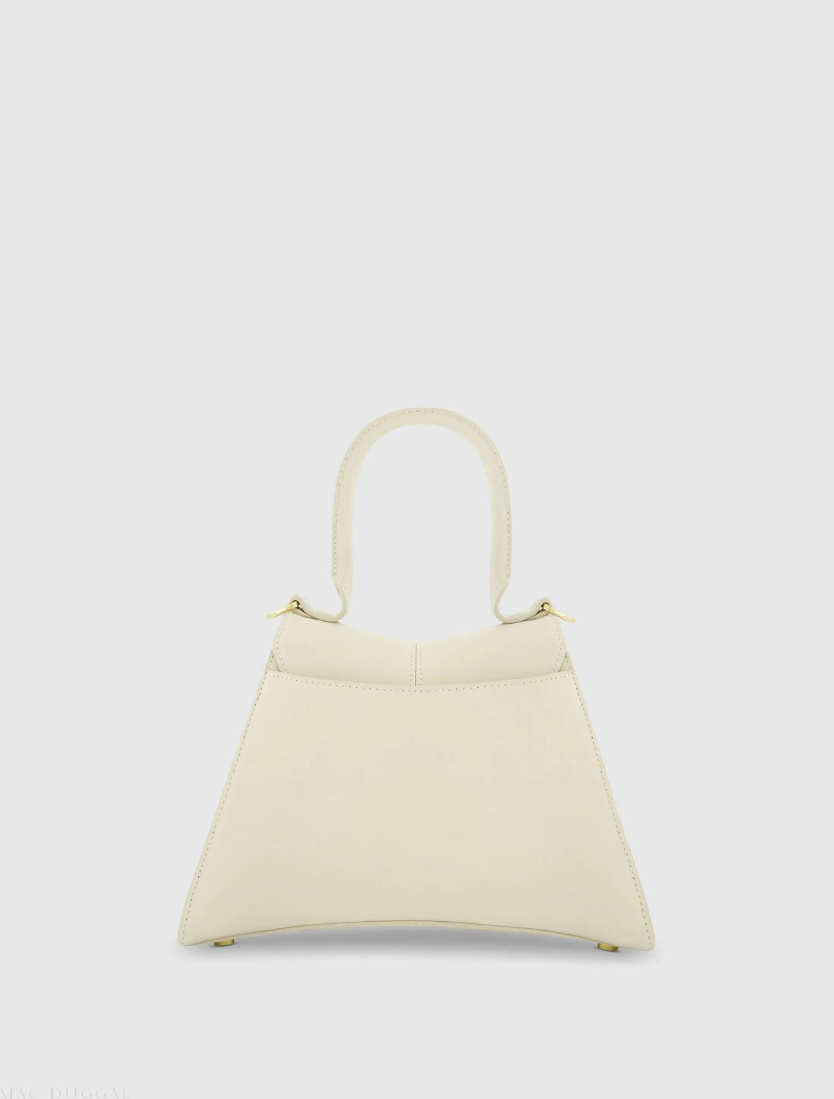 Women's White Angular Small Leather Handbag With Gold Hardware