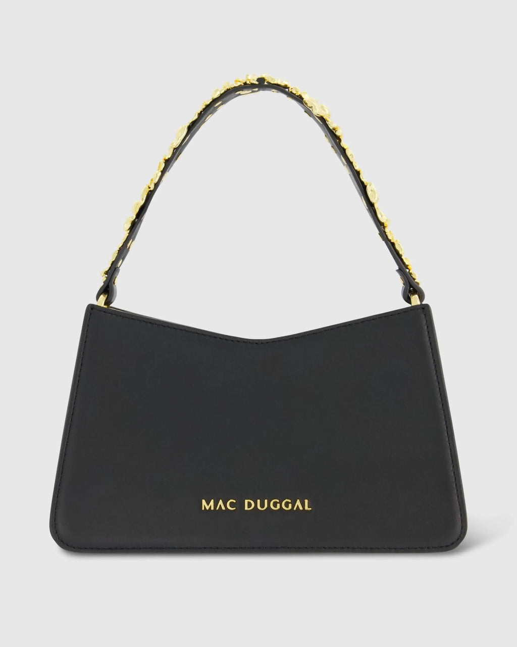 Women's Gold Floral Small Black Nappa Leather Shoulder Bag