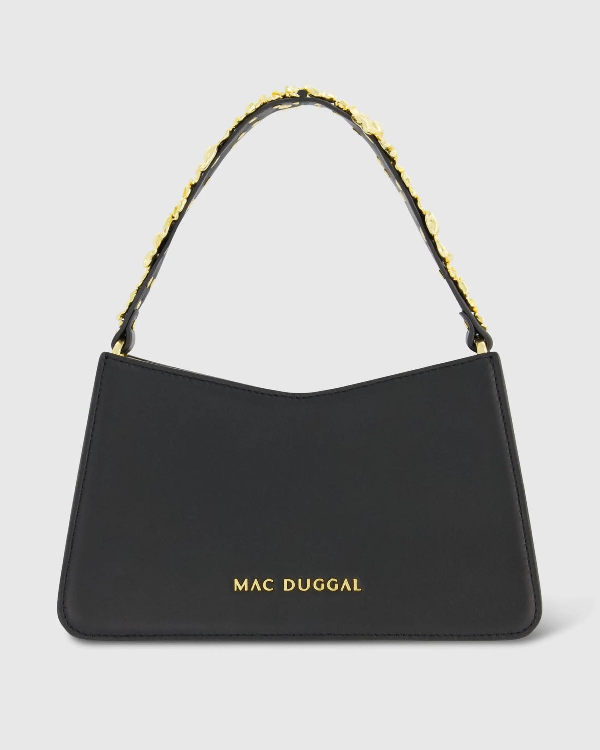 Women's Gold Floral Small Black Nappa Leather Shoulder Bag