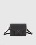 Women's Black Mini Leather Tone-on-Tone Crossbody Bag