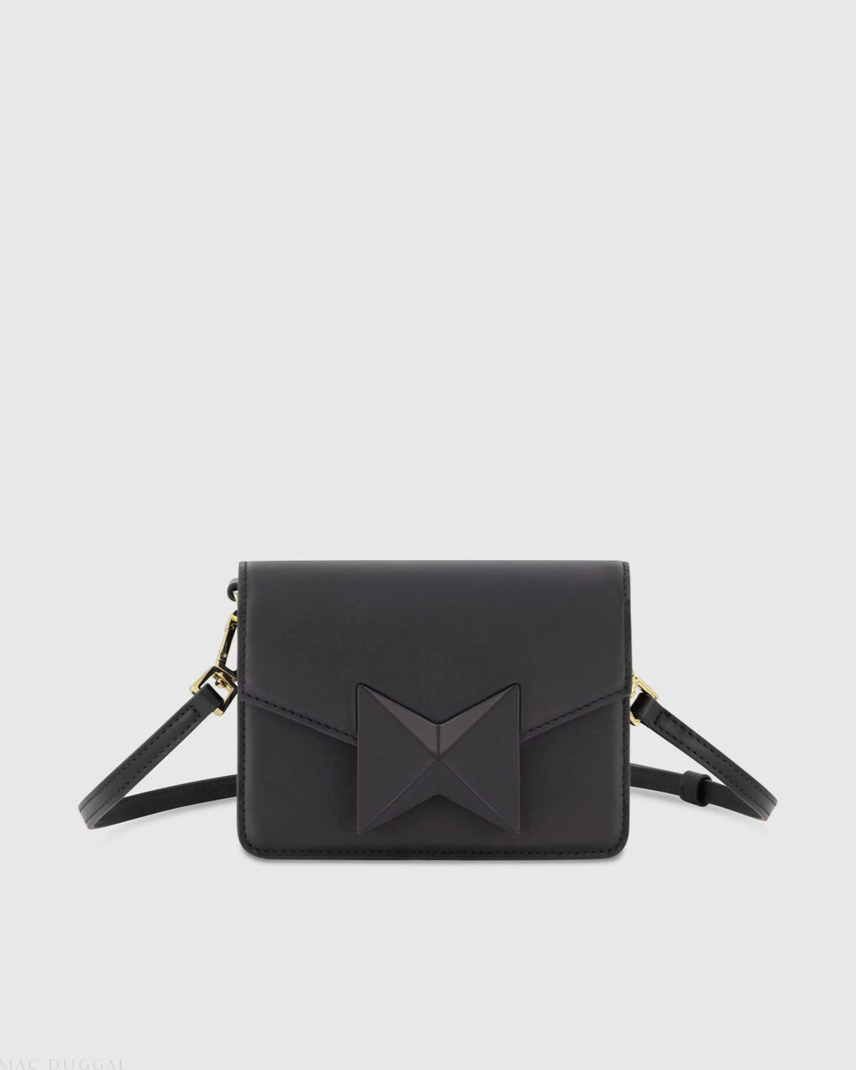 Women's Black Mini Leather Tone-on-Tone Crossbody Bag
