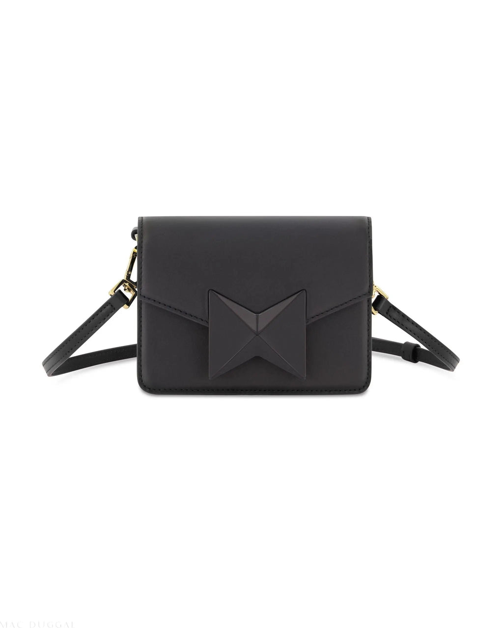Women's Black Mini Leather Tone-on-Tone Crossbody Bag
