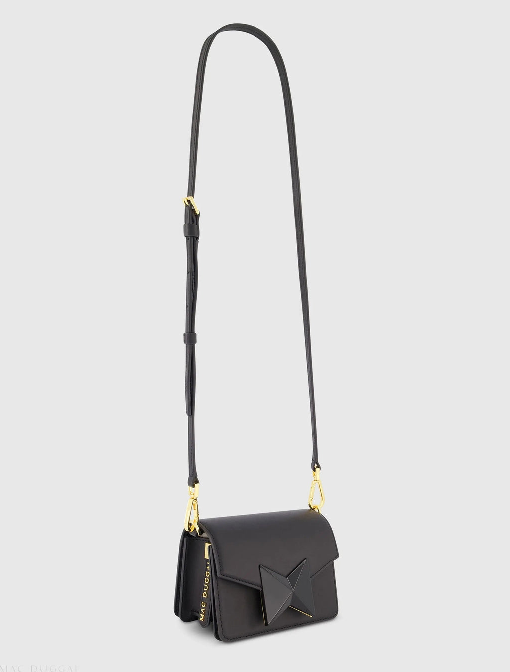 Women's Black Mini Leather Tone-on-Tone Crossbody Bag