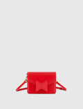 Red Mini Leather Tone On Tone Crossbody Bag