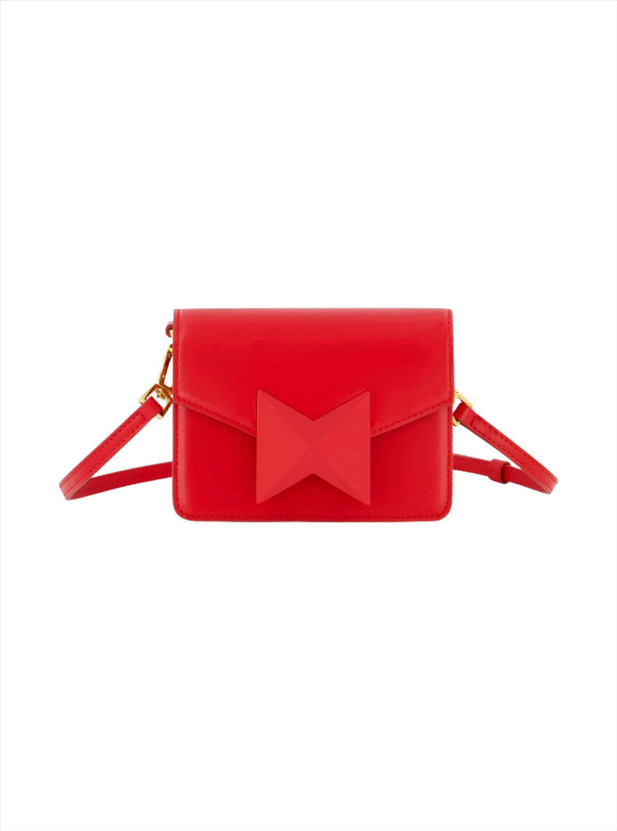 Red Mini Leather Tone On Tone Crossbody Bag