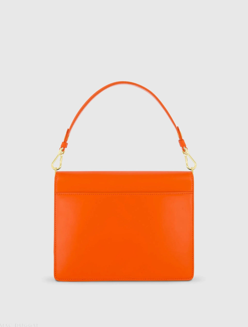 Orange Classic Leather Medium Shoulder Bag with Detachable Strap