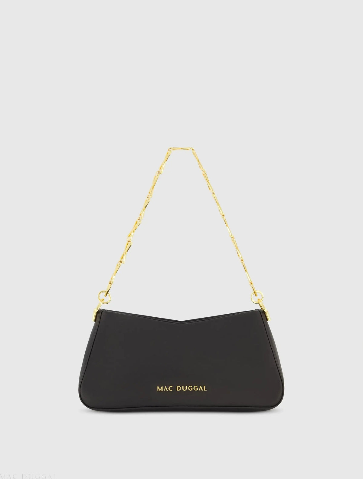 Women's Black Small Gold Strap Nappa Leather Shoulder Bag