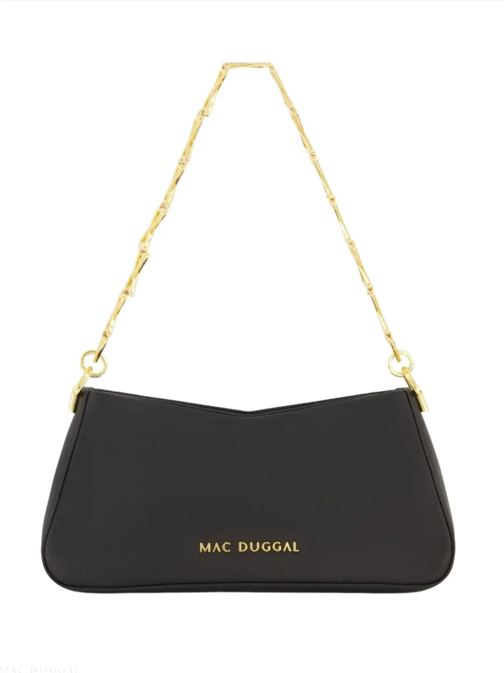 Women's Black Small Gold Strap Nappa Leather Shoulder Bag