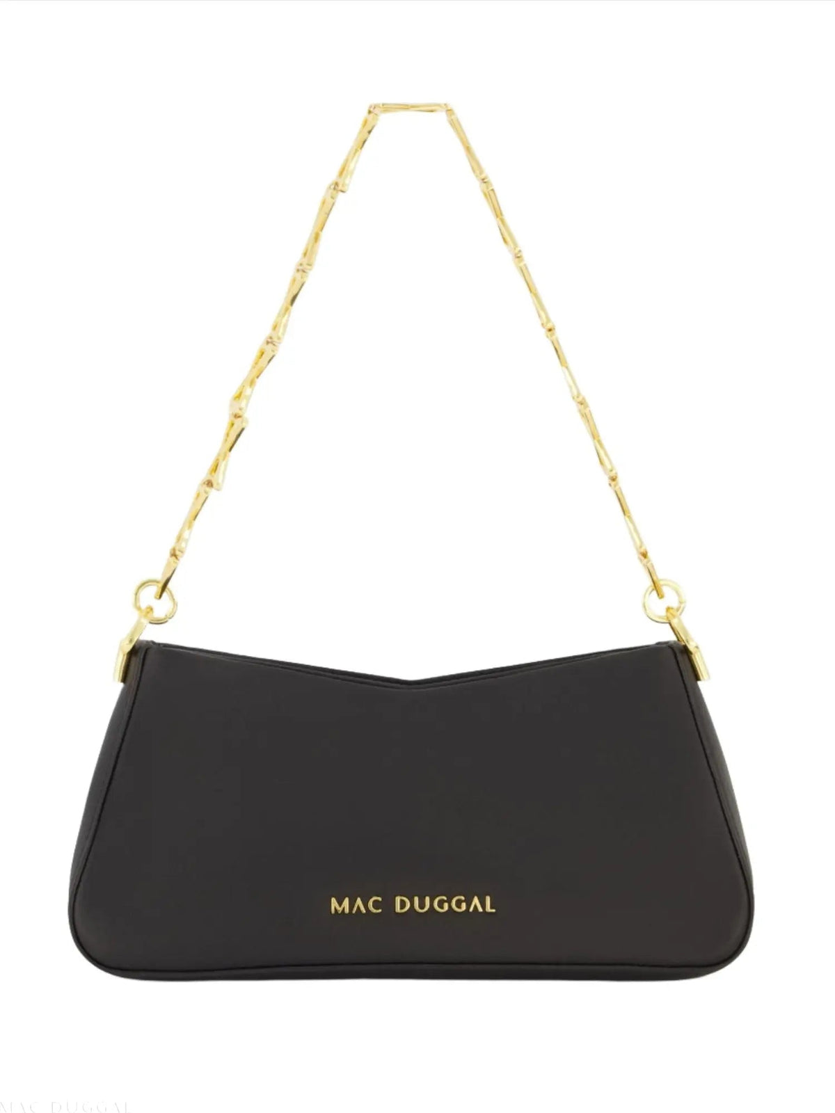 Women's Black Small Gold Strap Nappa Leather Shoulder Bag