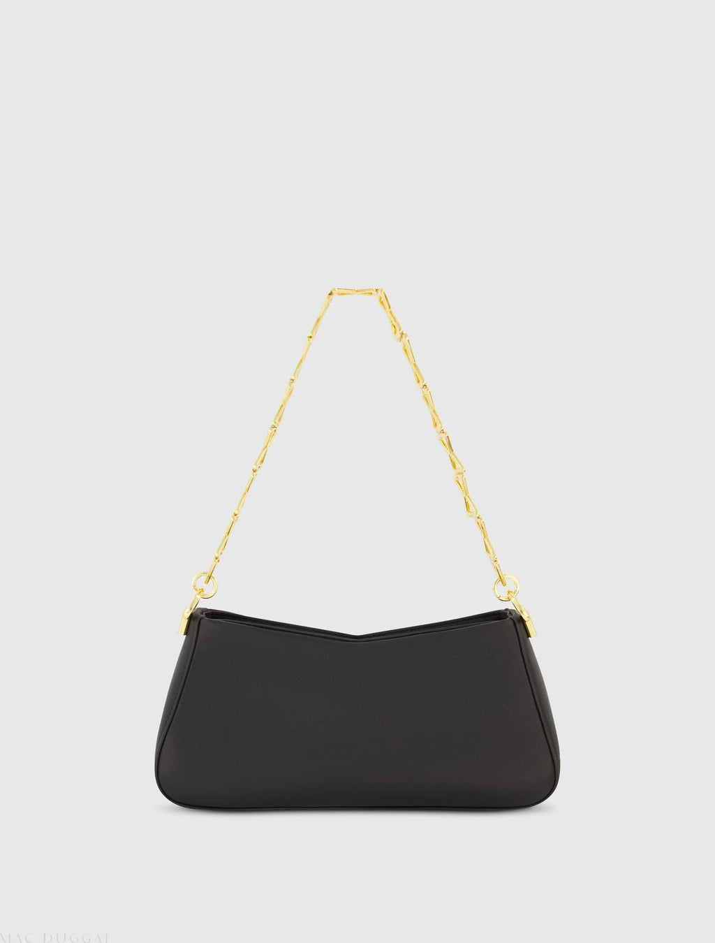 Women's Black Small Gold Strap Nappa Leather Shoulder Bag