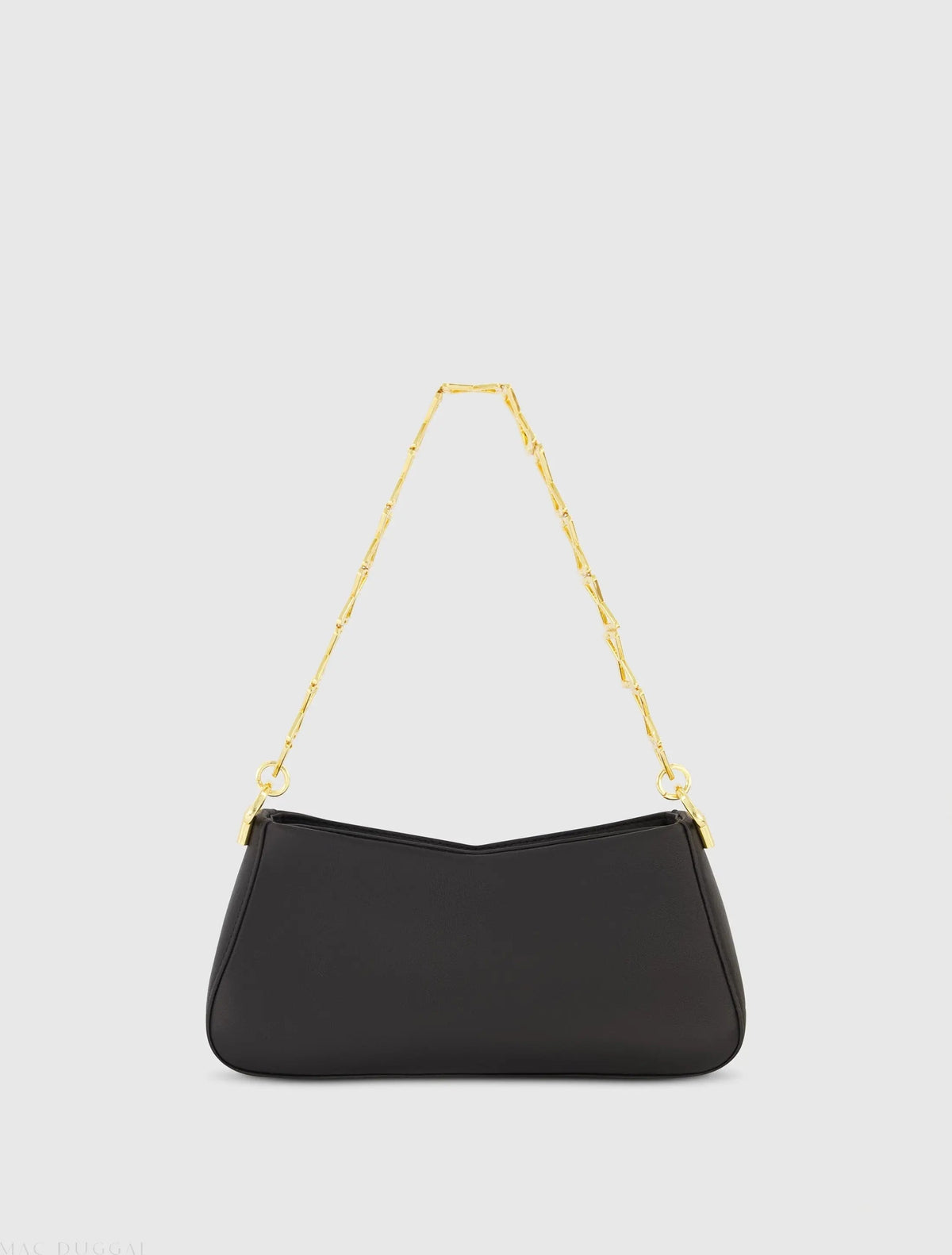 Women's Black Small Gold Strap Nappa Leather Shoulder Bag