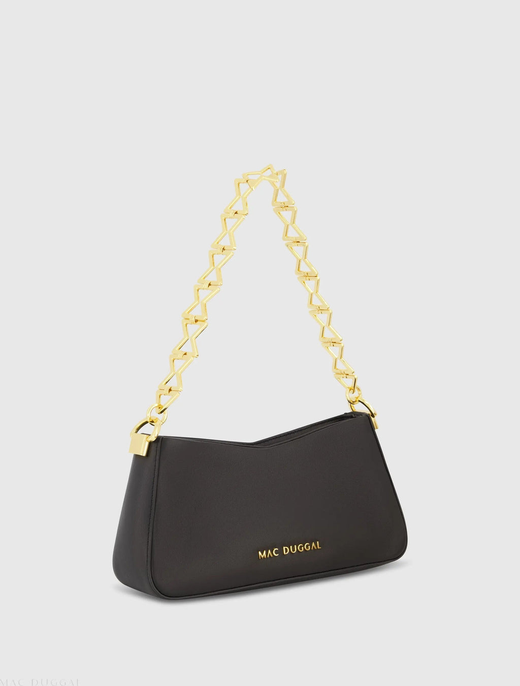 Women's Black Small Gold Strap Nappa Leather Shoulder Bag