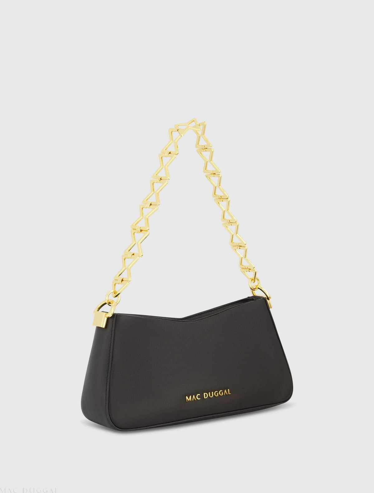 Women's Black Small Gold Strap Nappa Leather Shoulder Bag
