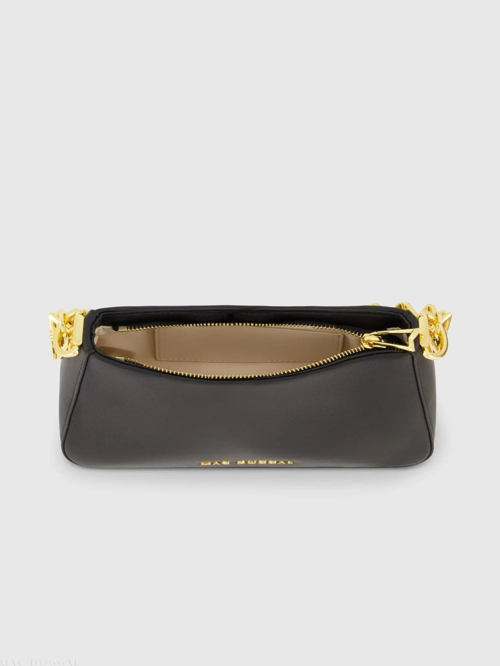 Women's Black Small Gold Strap Nappa Leather Shoulder Bag