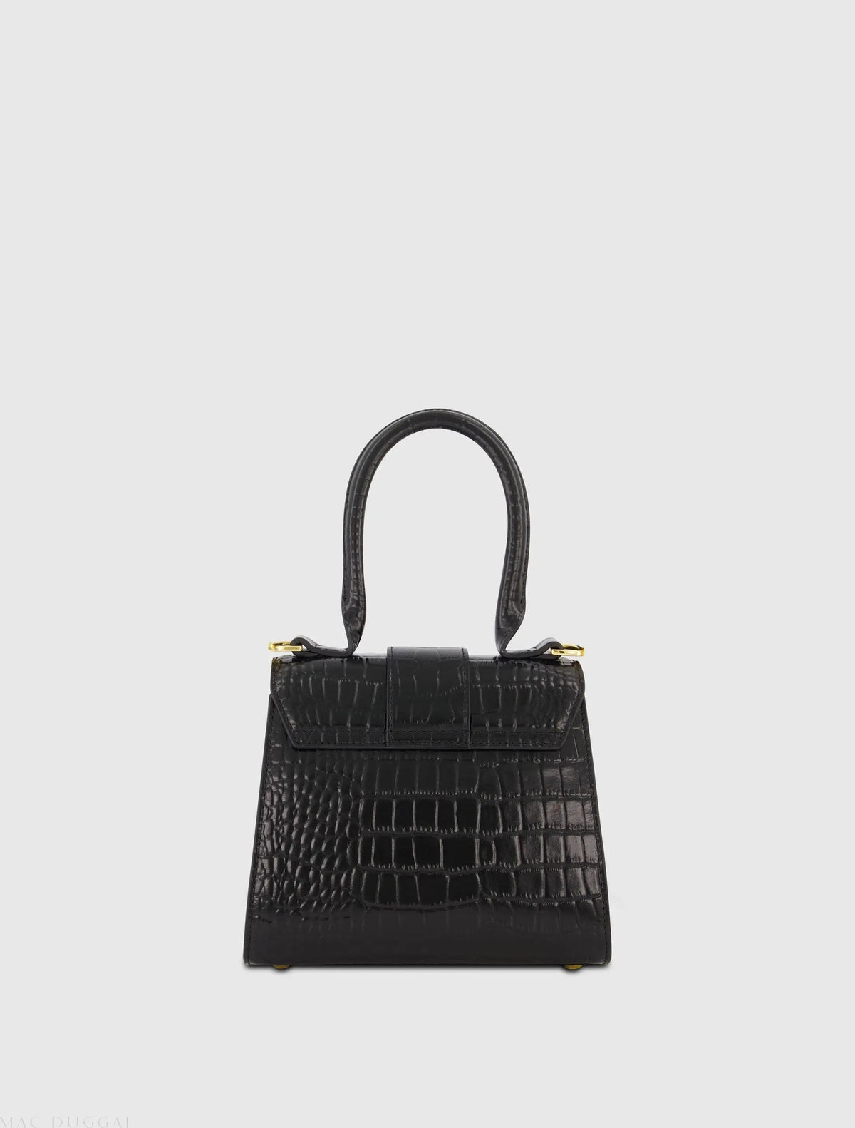 Women's Black Mini Leather Handbag with Gold Hardware
