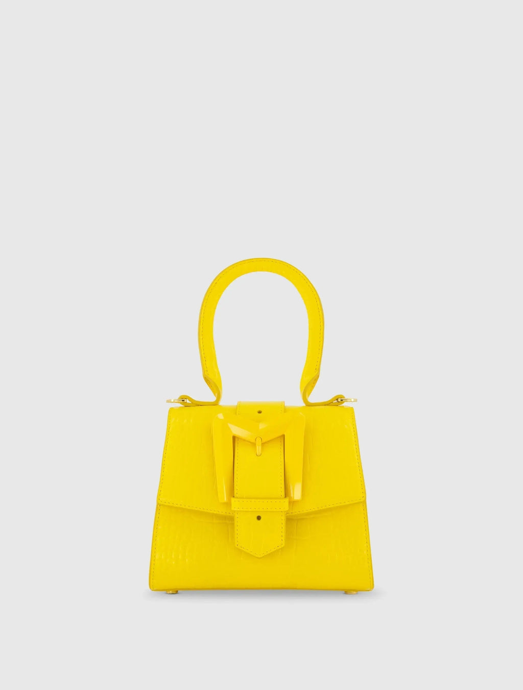 Women's Yellow Mini Leather Handbag with Gold Hardware