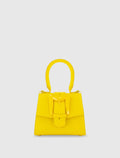Women's Yellow Mini Leather Handbag with Gold Hardware